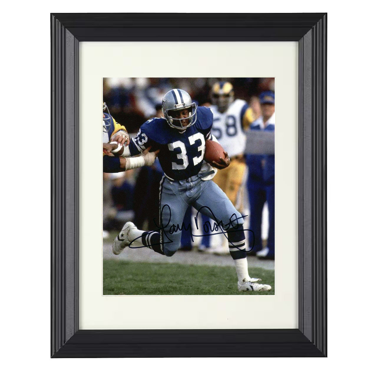 Tony Dorsett – Cowboy Glide Image – 8x10 black beveled framed football wall art