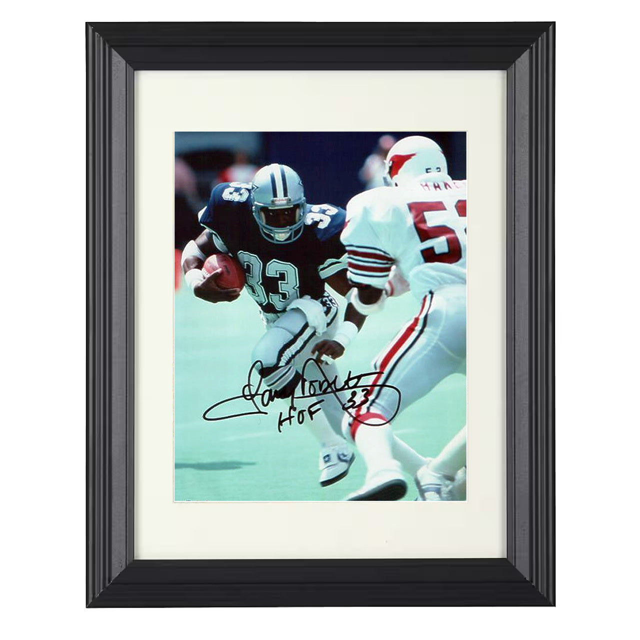 Tony Dorsett – Dallas RB Versus Arizona Defender – 8x10 black beveled framed football wall art
