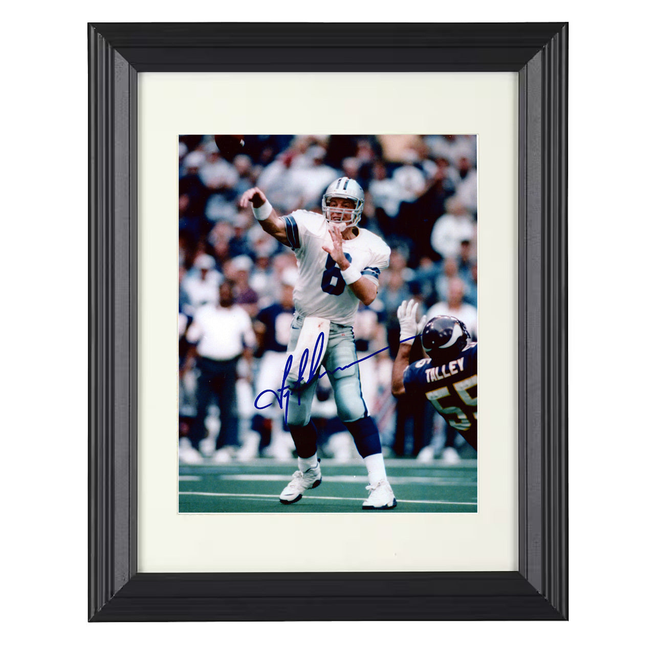Troy Aikman – Dallas QB Versus Buffalo Defender – 8x10 black beveled framed football wall art