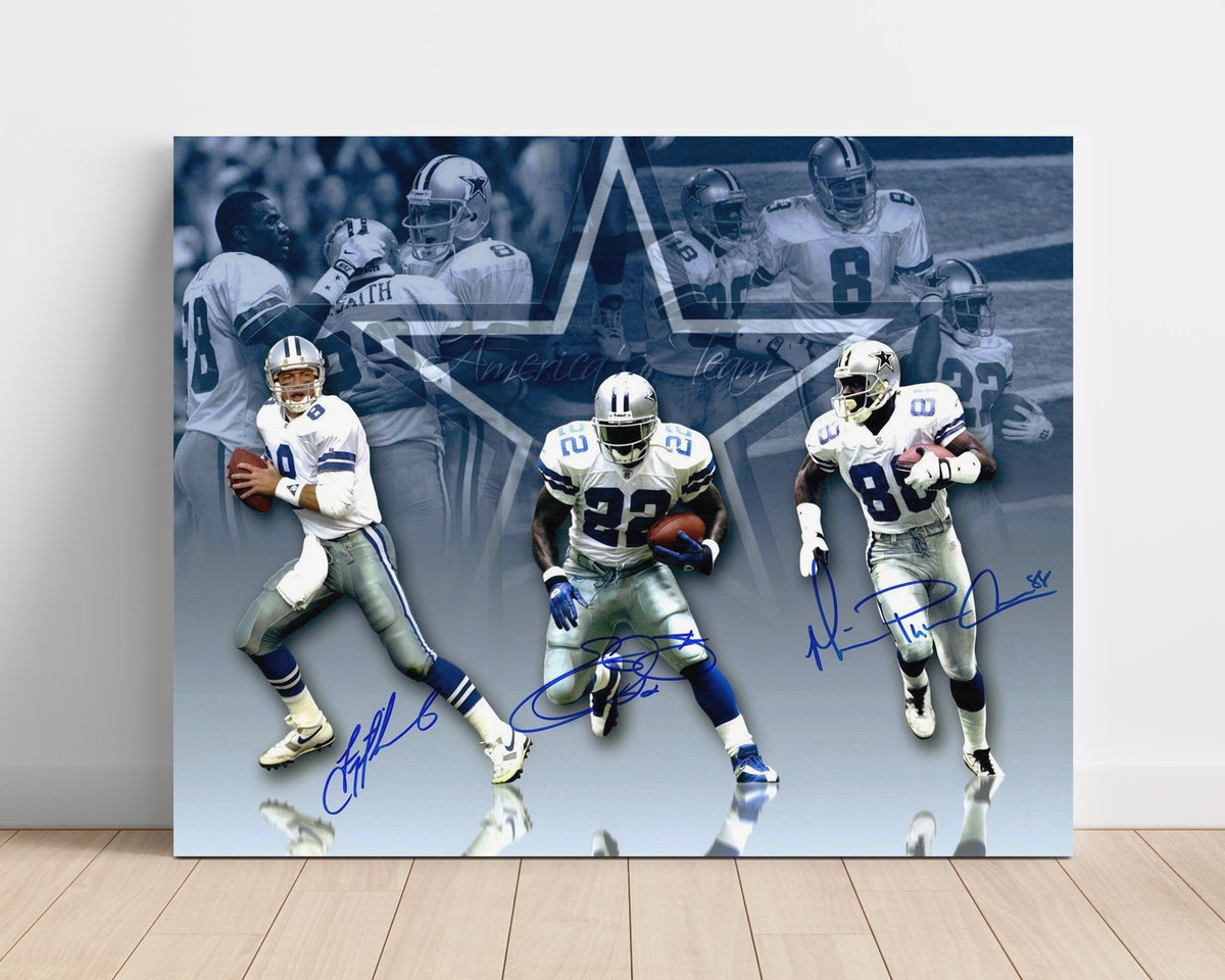 Troy Aikman Emmitt Smith Michael Irvin - Dallas Football Triplets Dynasty Composite football wall art 16x20 Unframed Print