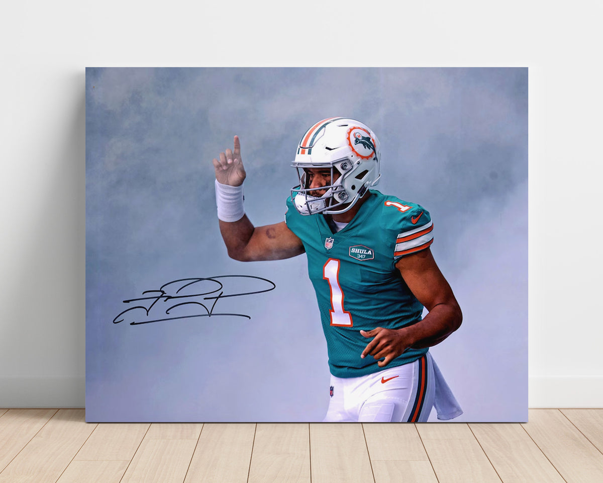 Tua Tagovailoa - Fins Up football wall art 16x20 Unframed Print