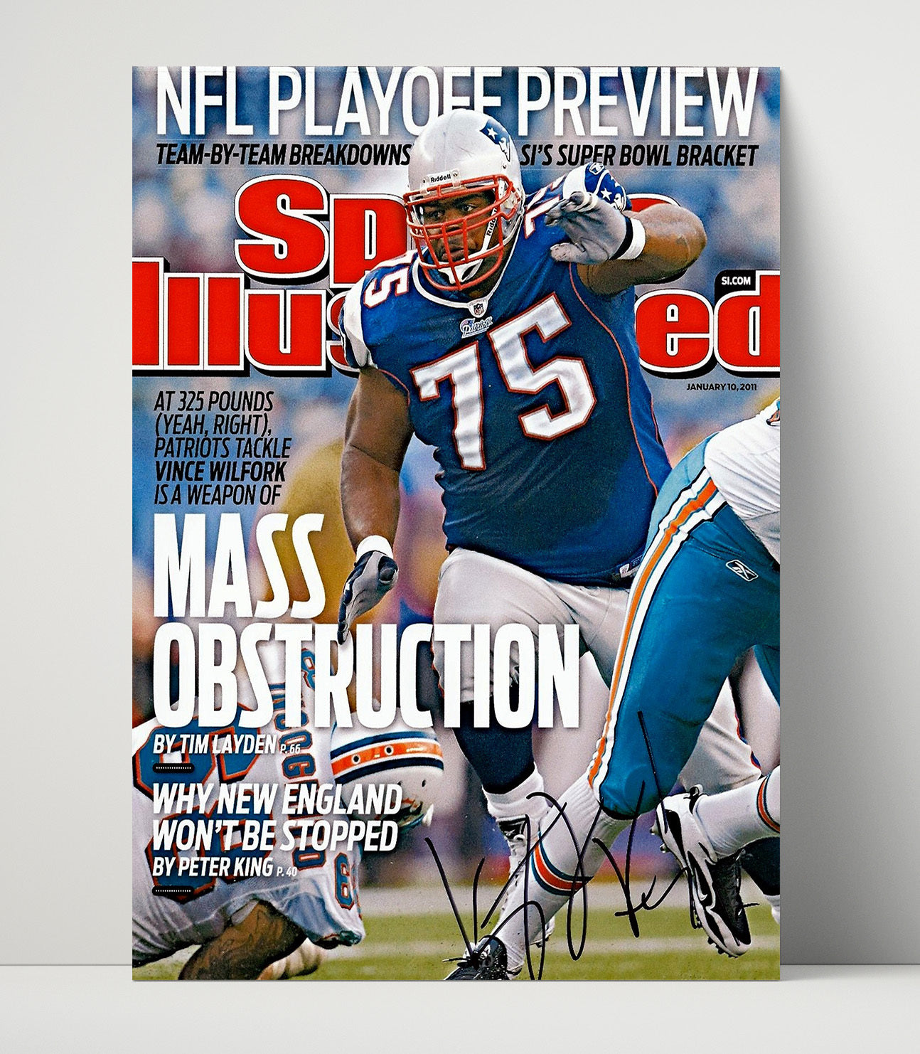 Vince Wilfork - New England Football SI Cover Defensive Tackle 2011 football wall art 16x20 Unframed Print