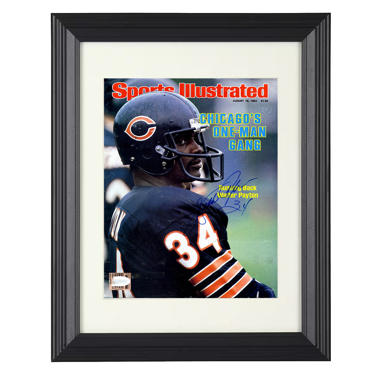 Walter Payton One-Man Gang – Sweetness Rules Image – 8x10 black beveled framed football wall art