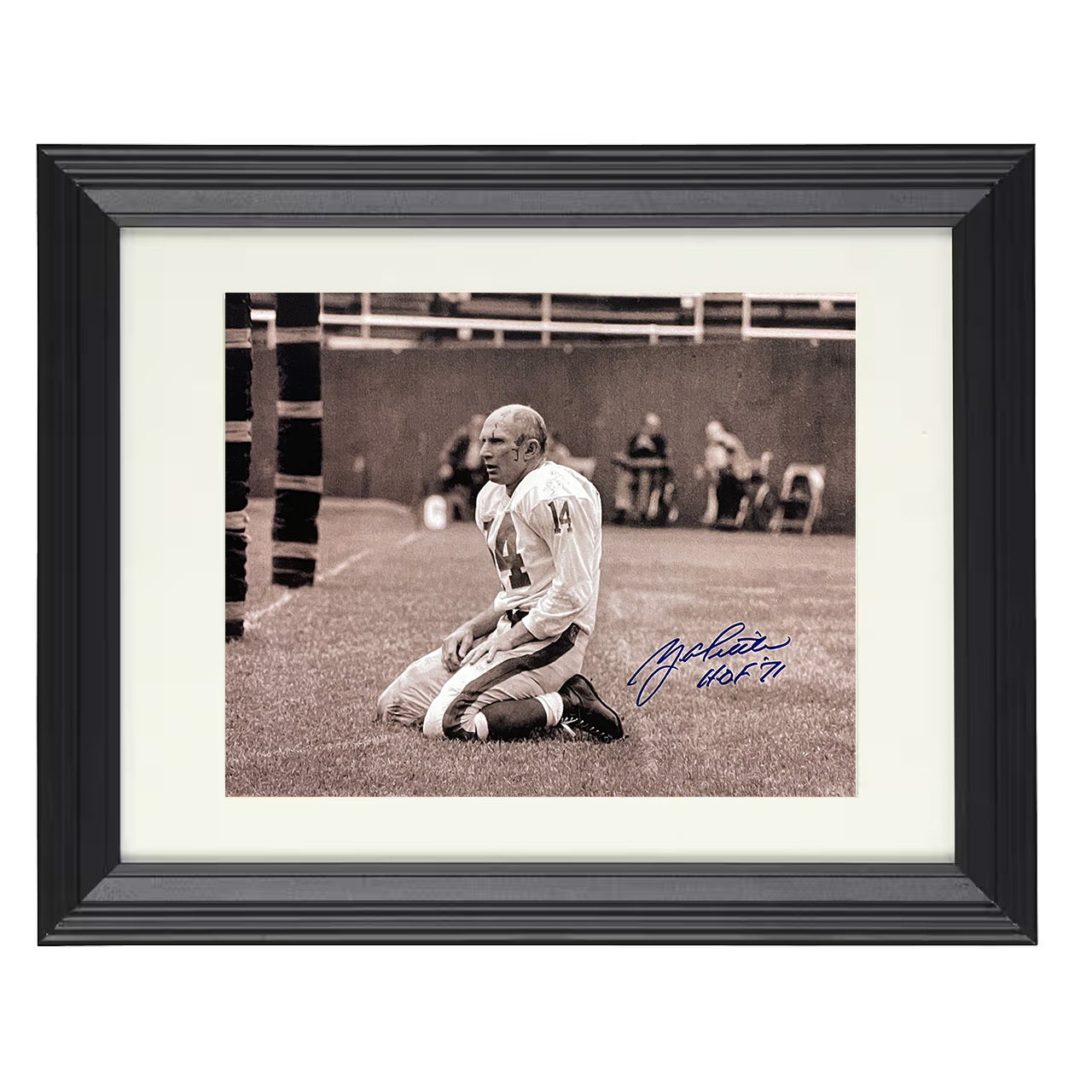 Y.A. Tittle – Iron Will – 8x10 black beveled framed football wall art