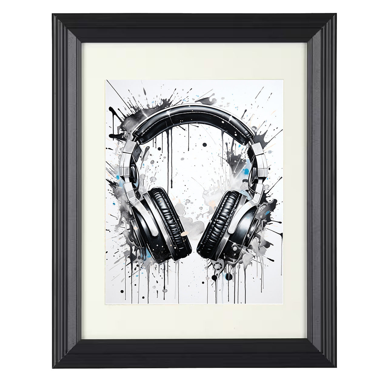 Headphones – Urban Splash Audio Vibe 8x10 matted black framed game room wall art