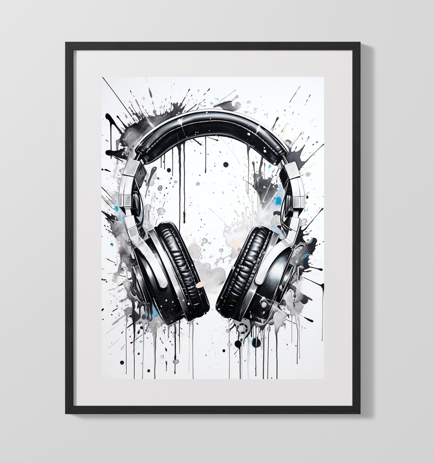 Color Splash Headphones 16x20 Gallery Frame music wall art