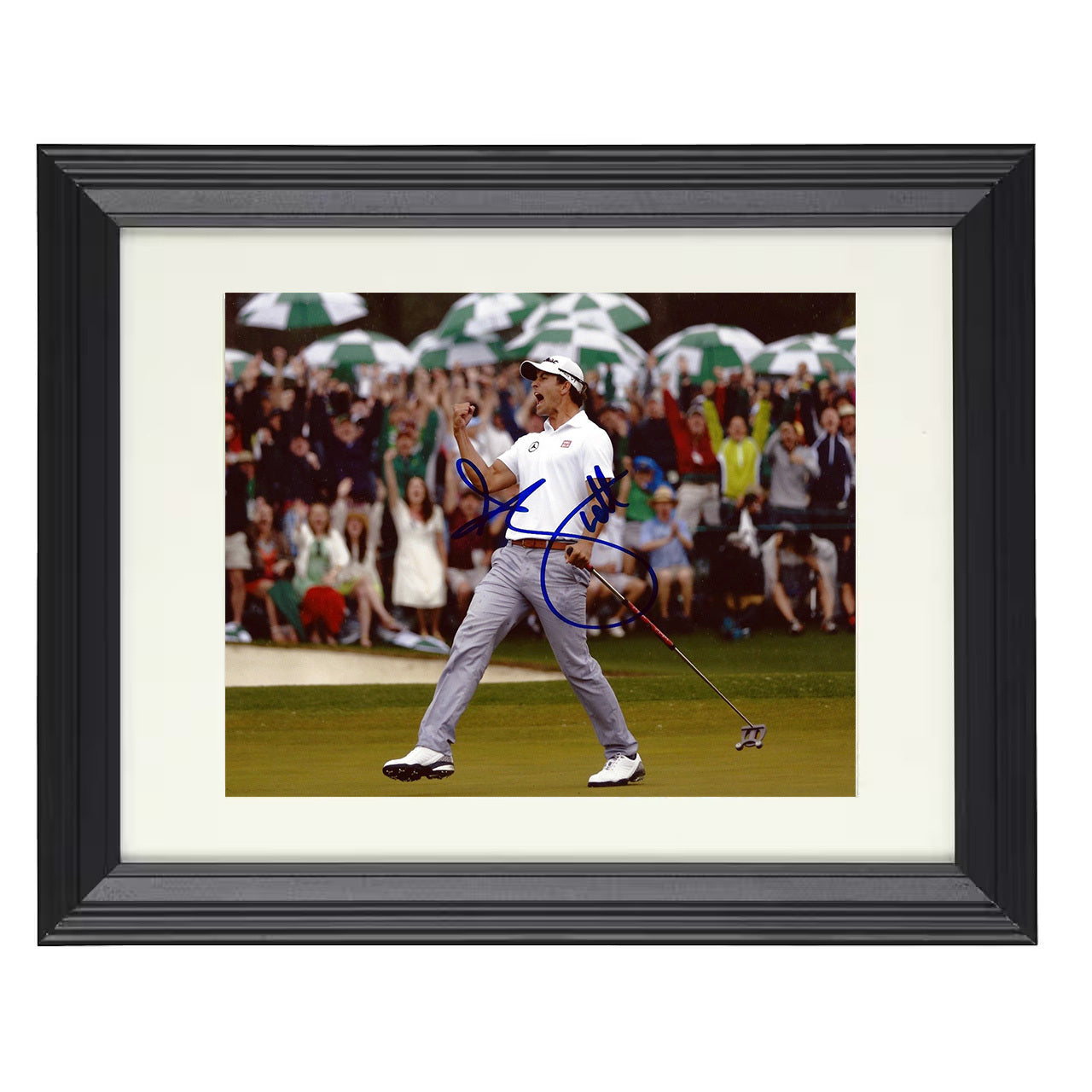 Adam Scott – Augusta Fist Pump 2013 8x10 matted black framed golf wall art