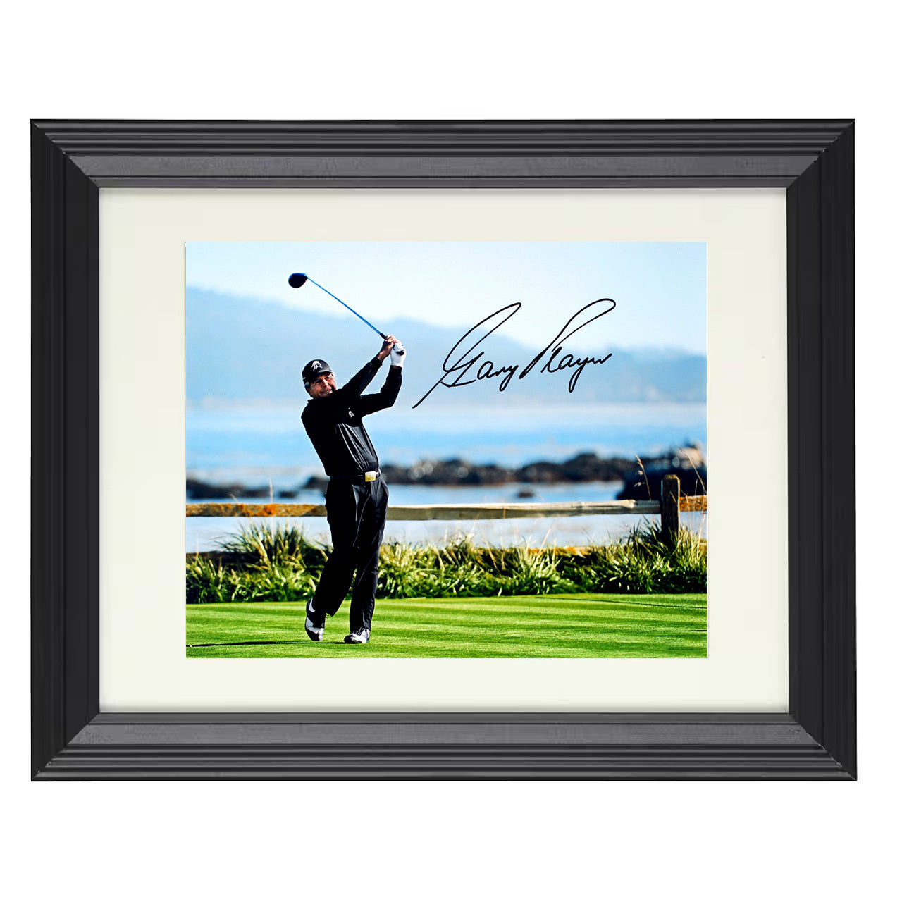 Gary Player – Coastal Swing Image 8x10 matted black framed golf wall art