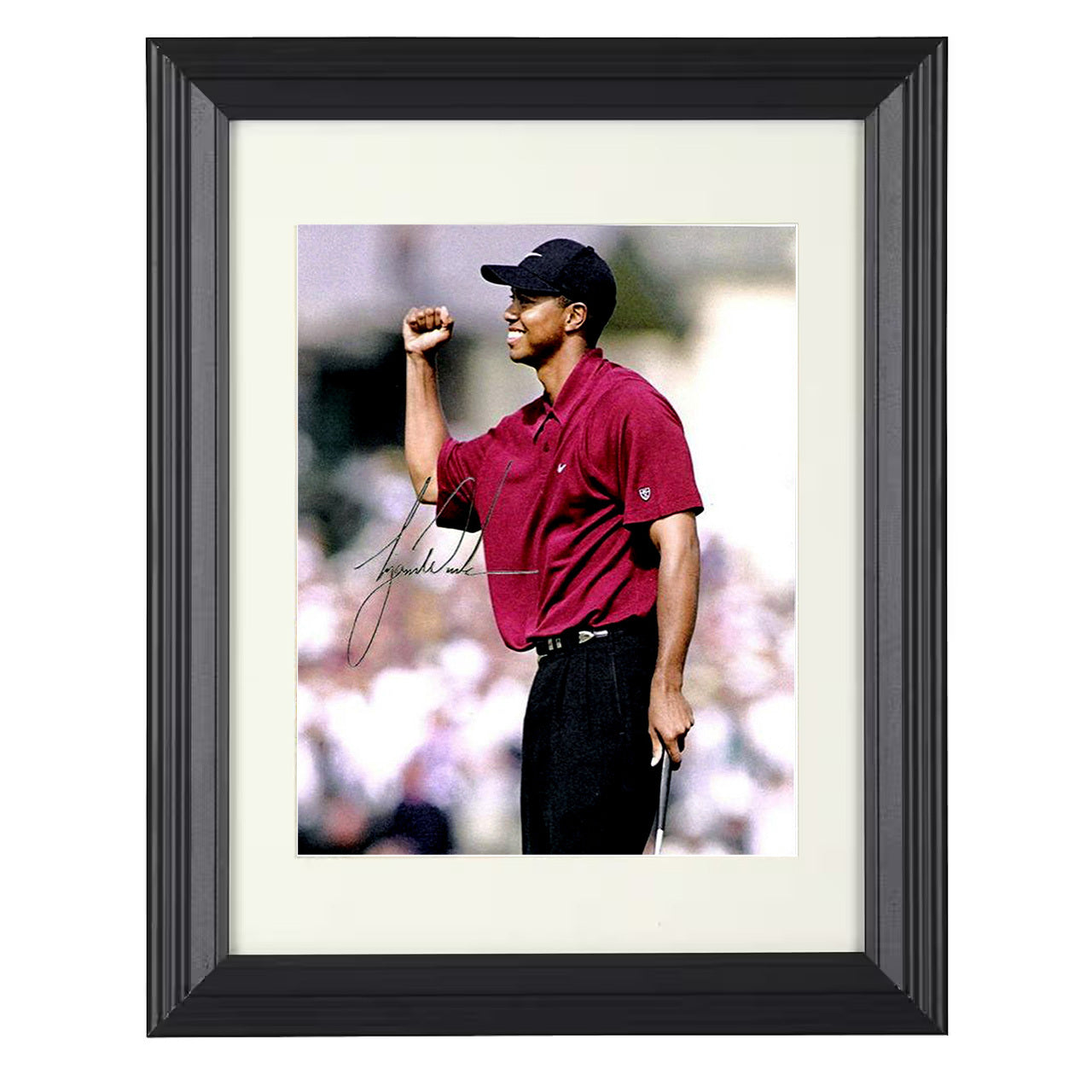 Tiger Woods – Fist Pump Championship Moment 8x10 matted black framed golf wall art