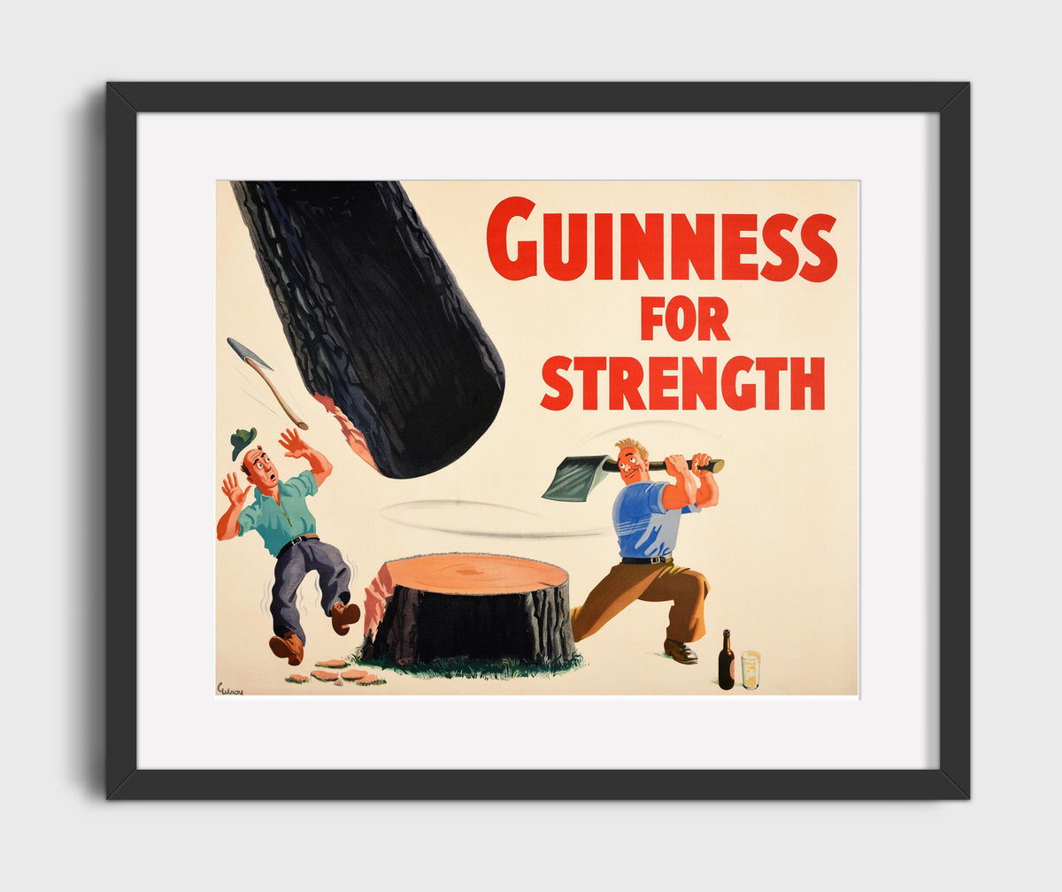 Guinness for Strength - Lumberjack Log 16x20 Gallery Frame vintage Guinness beer poster wall art