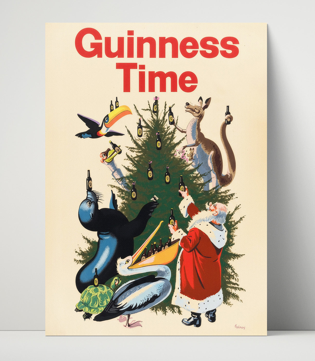 Guinness Time Christmas Animals Tree Poster Guinness Wall Art