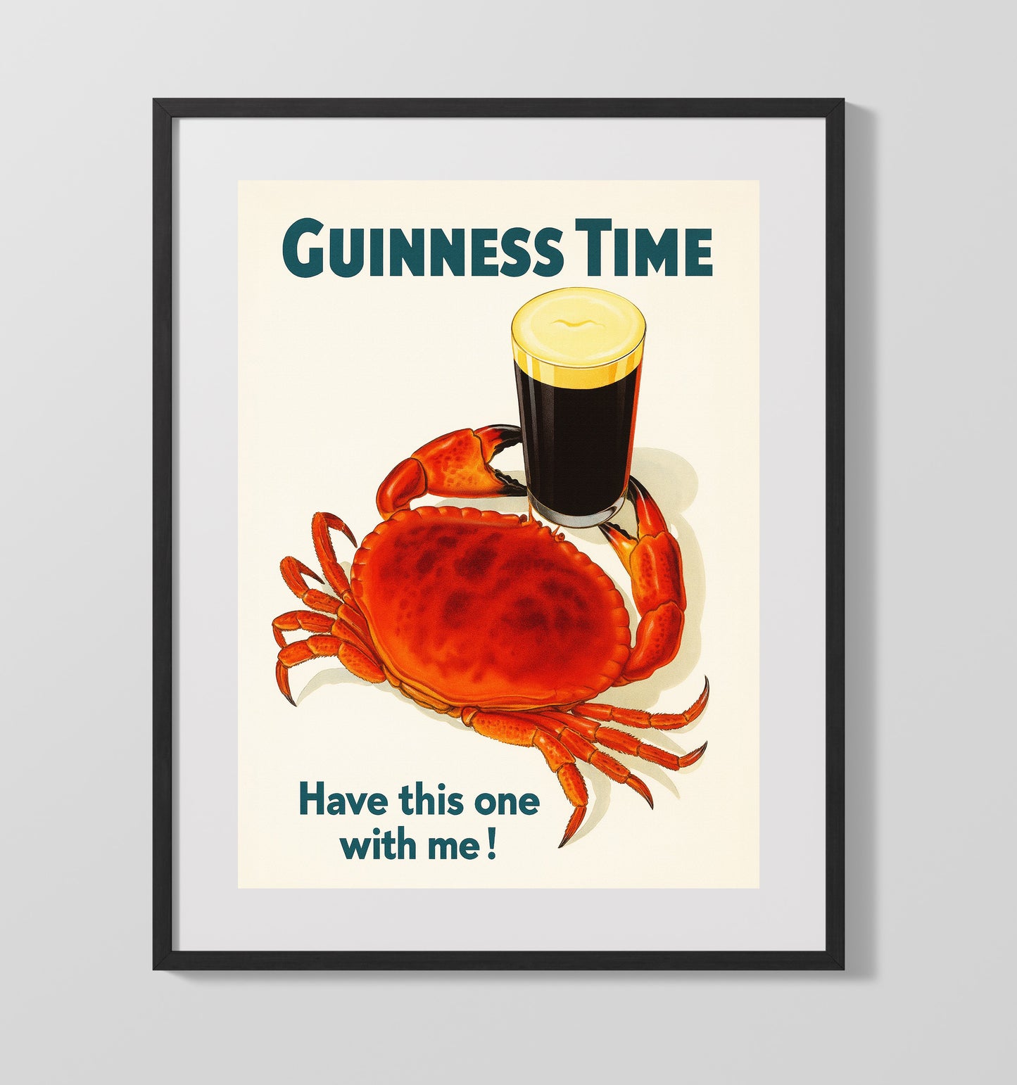 Guinness Time - Red Crab Pint 16x20 Gallery Frame vintage Guinness beer poster wall art