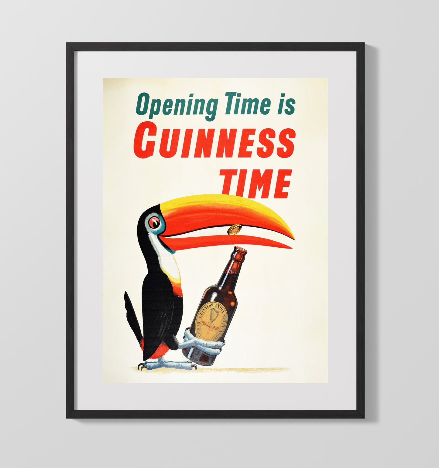 Guinness Opening Time Is Guinness Time - Toucan 16x20 Gallery Frame vintage Guinness beer poster wall art