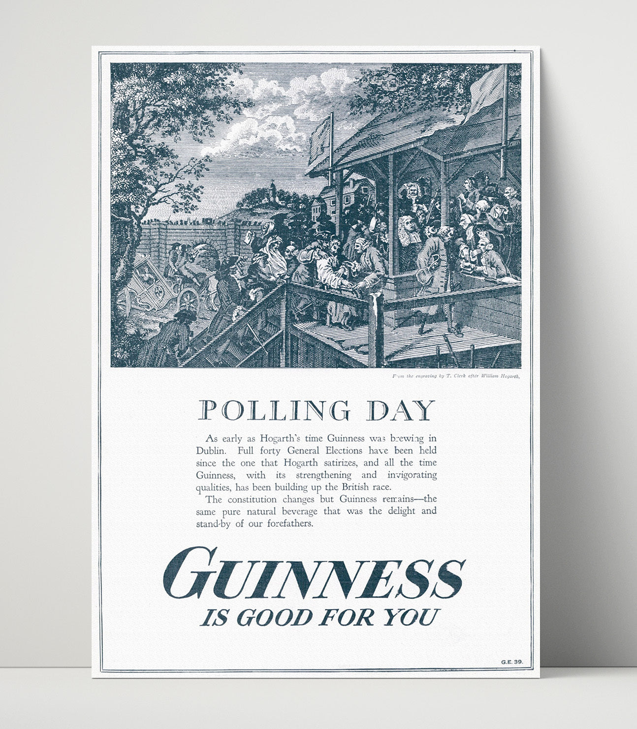 Polling Day Vintage Engraving Advertisement Guinness Wall Art