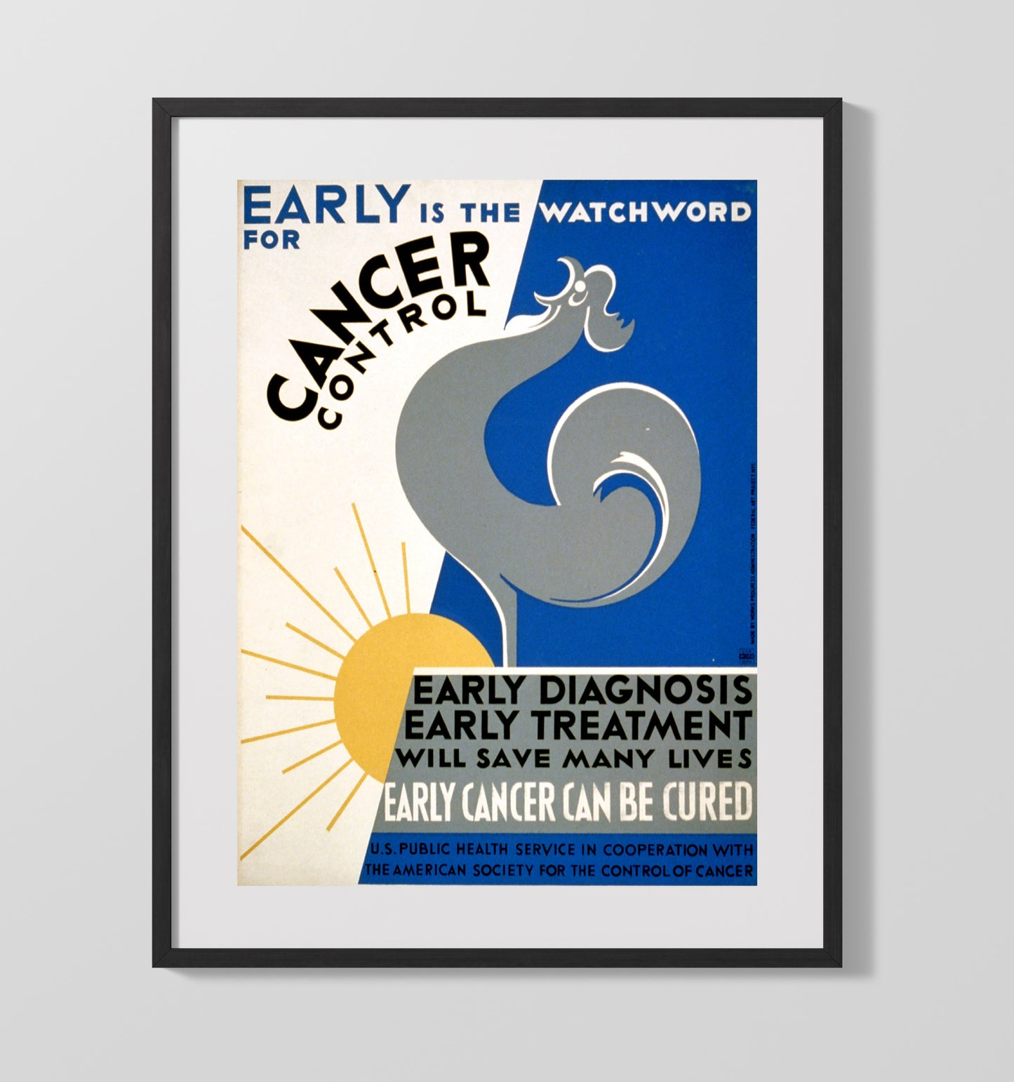 Early Is the Watchword - Cancer Control 16x20 Gallery Frame health and safety poster wall art