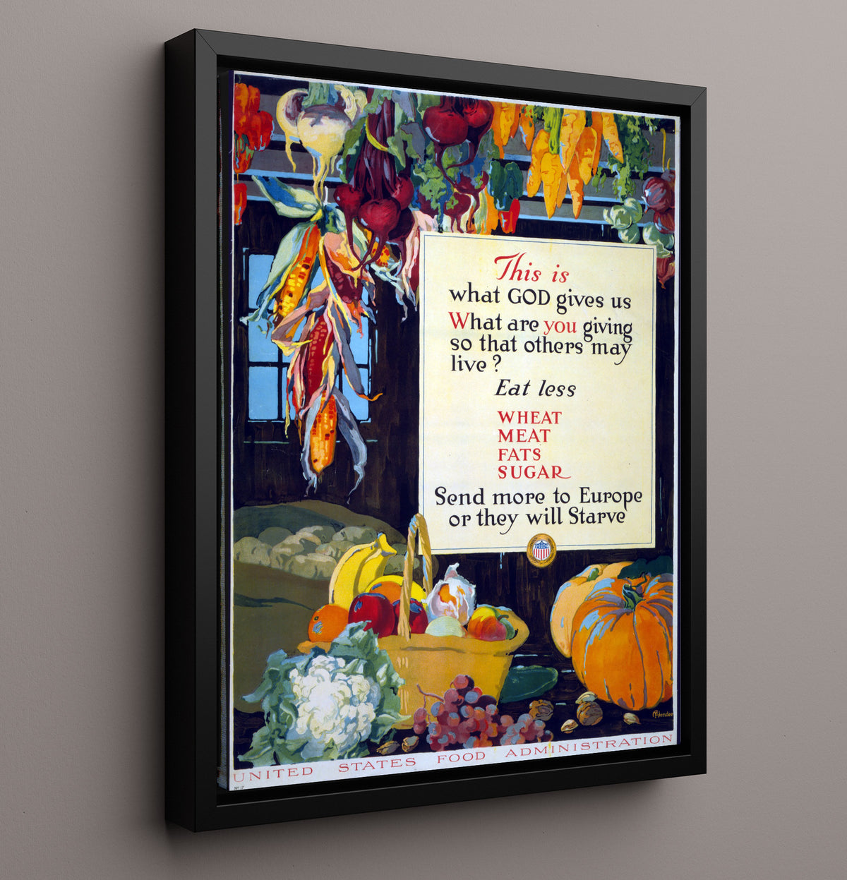 Eat Less Wheat, Meat, Fats and Sugar - Health & Safety - 16x20 Framed Canvas