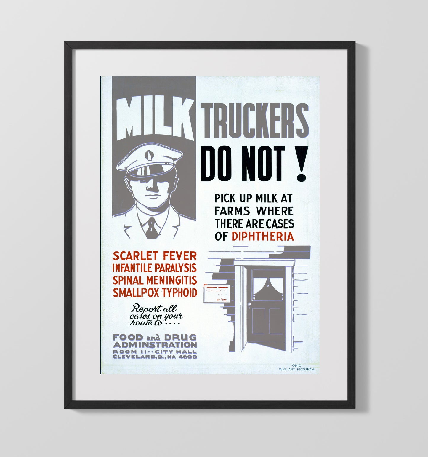 Milk Truckers Do Not 16x20 Gallery Frame health and safety poster wall art