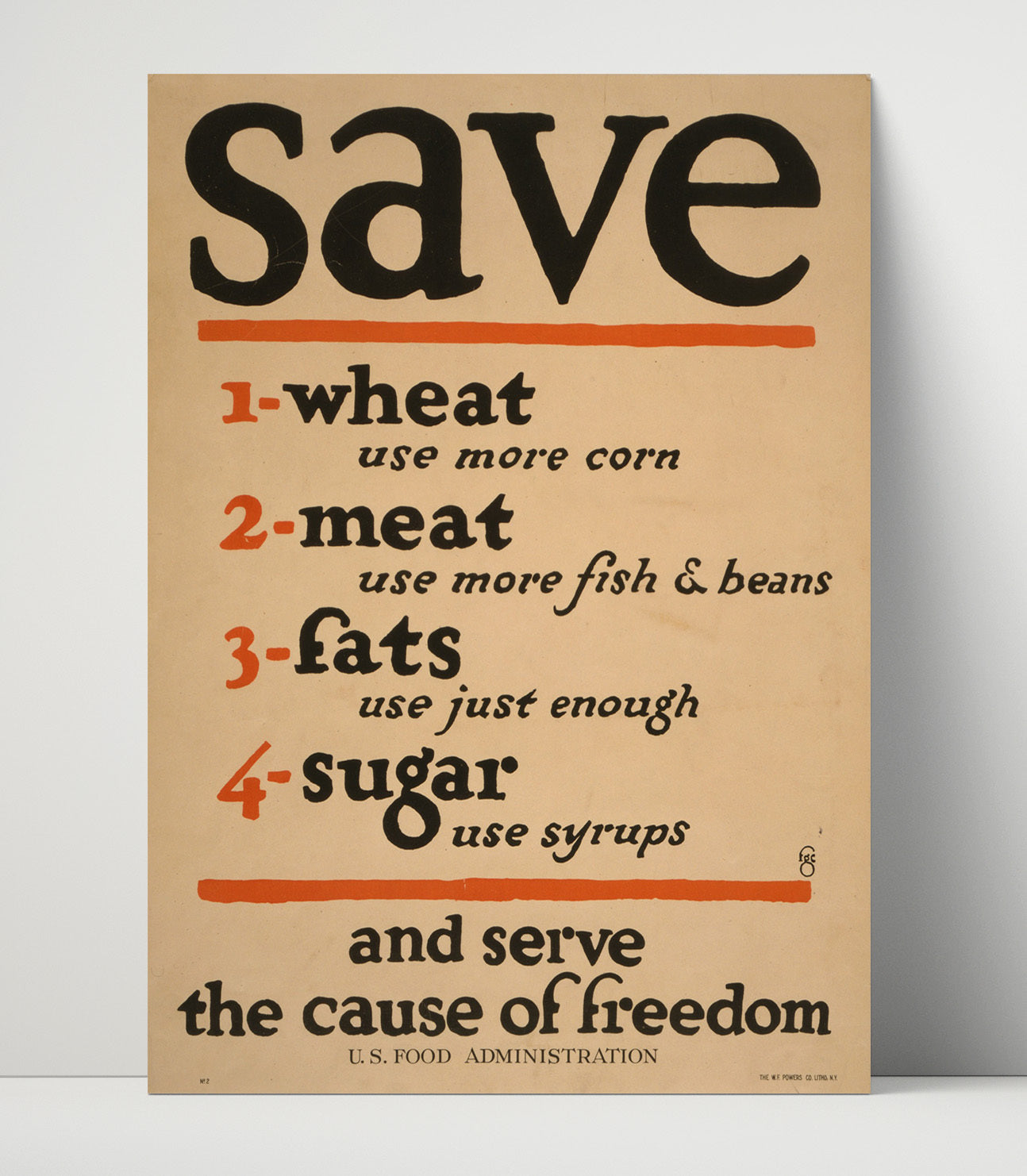 Health and Safety Poster - Save Wheat Meat Fats Sugar Health and Safety Wall Art - health and safety wall art print