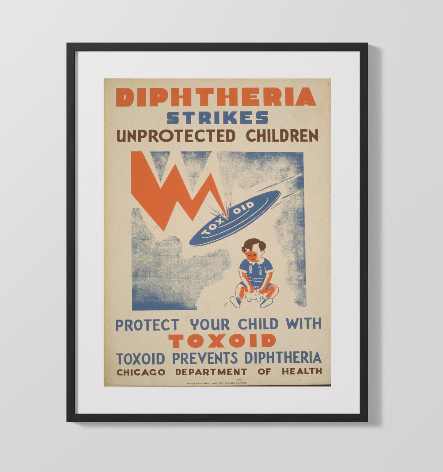 Shield Kids From Diphtheria 16x20 Gallery Frame health and safety poster wall art