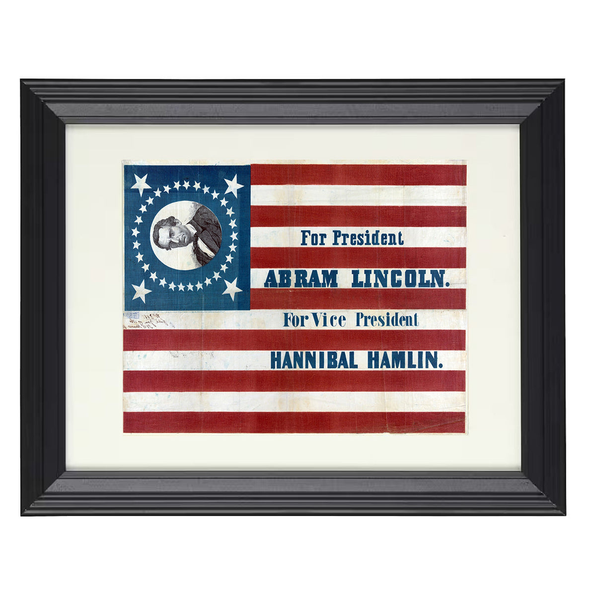 Lincoln and Hamlin – Presidential Campaign Flag 1860 unframed semi-gloss poster print
