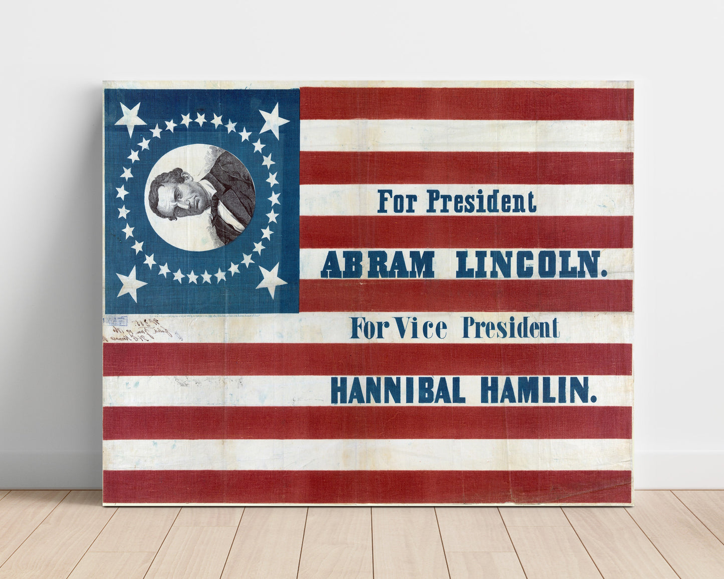 Historical - Abraham Lincoln And Hannibal Hamlin - Campaign Flag Poster 1860 - Landscape History Wall Art