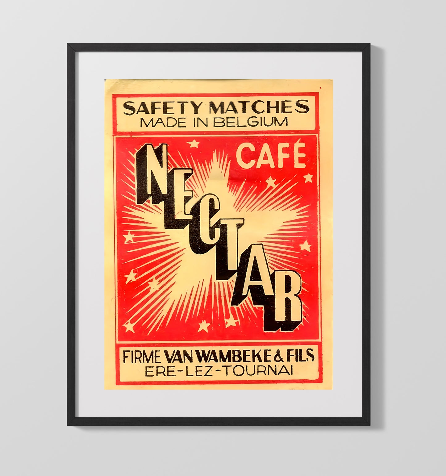 Advertisement Poster - Negotlab Cafe Safety Matches Belgium 16x20 Gallery Frame history wall art