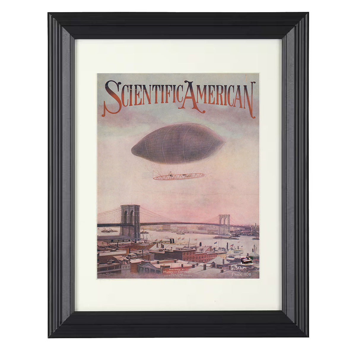 Airship Over Brooklyn Bridge – Scientific American 1905 unframed semi-gloss poster print