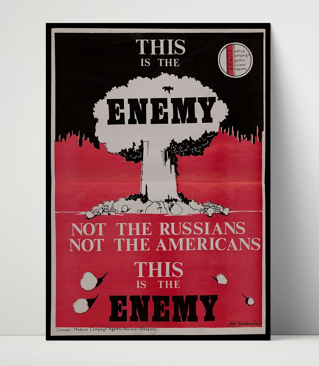 Historical - Anti Nuclear Poster - This Is The Enemy Mushroom Cloud Protest Design History Wall Art