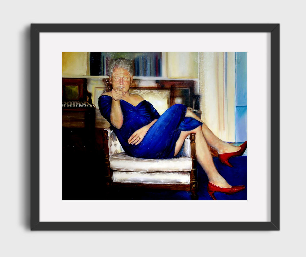 Bill Clinton - Blue Dress Painting 16x20 Gallery Frame history wall art