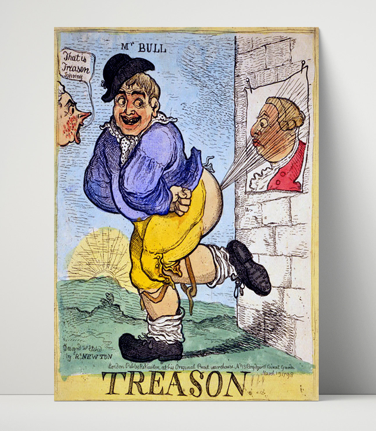 Historical - British Political Cartoon - Treason Illustration 1798 History Wall Art