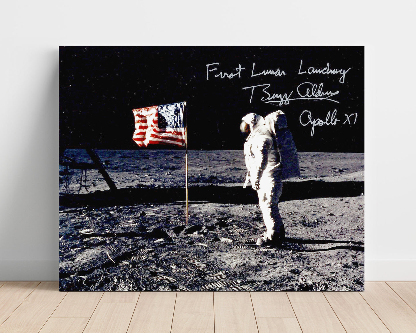 Historical - Buzz Aldrin - First Lunar Flag Apollo 11 1969 - Landscape History Wall Art