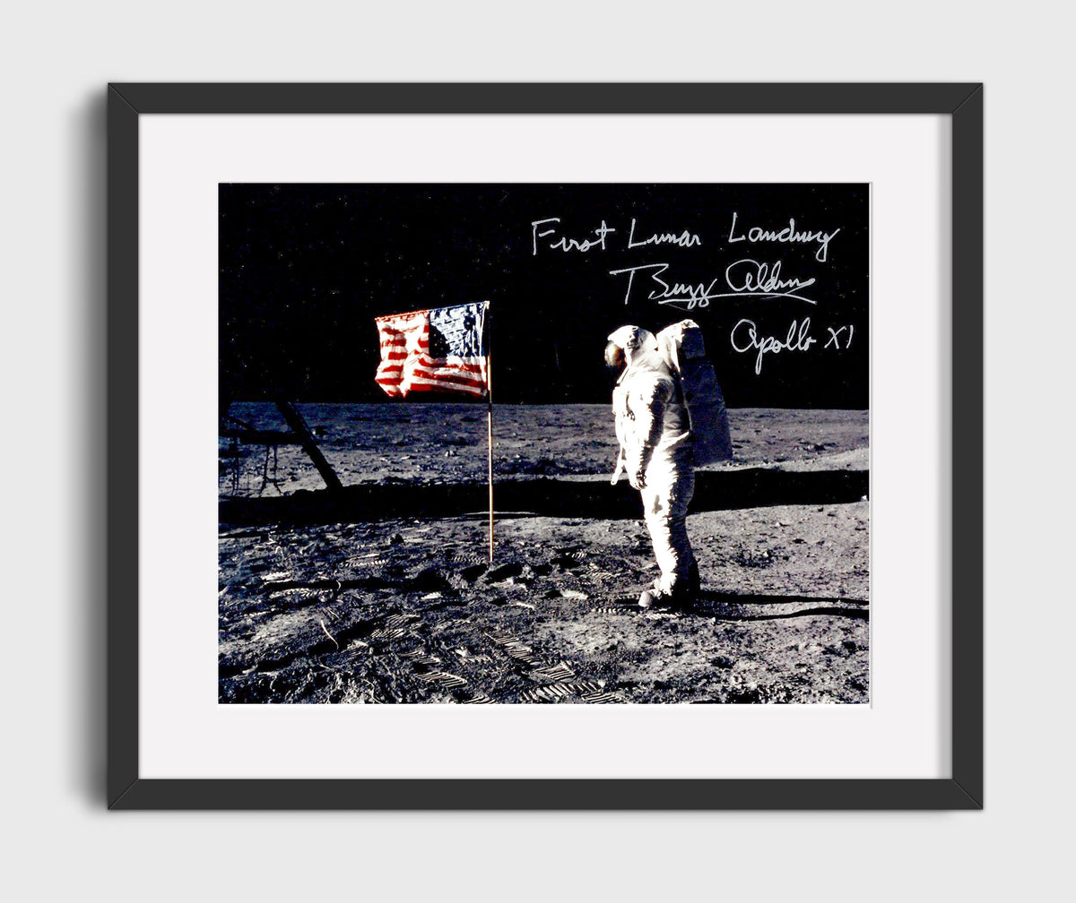 Buzz Aldrin - First Lunar Flag Apollo 11 1969 16x20 Gallery Frame history wall art