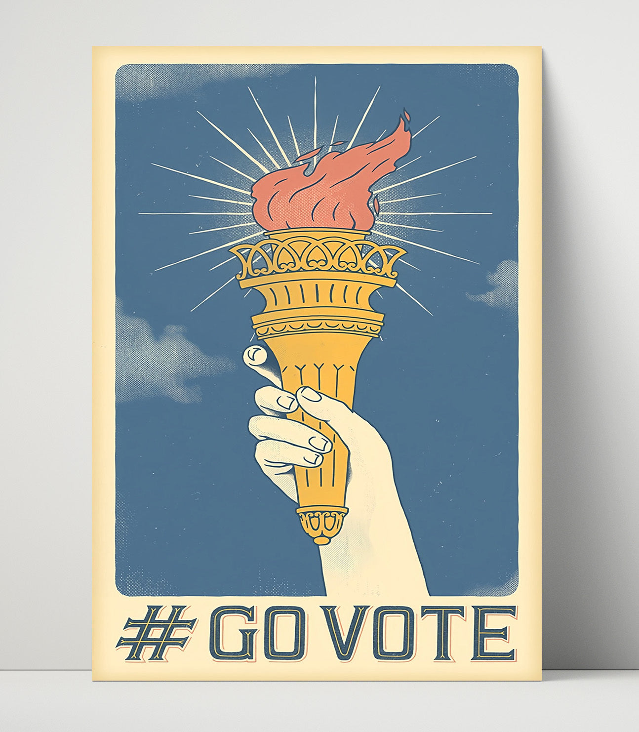 Historical - Civic Engagement Poster - Go Vote Torch Of Liberty Illustration History Wall Art