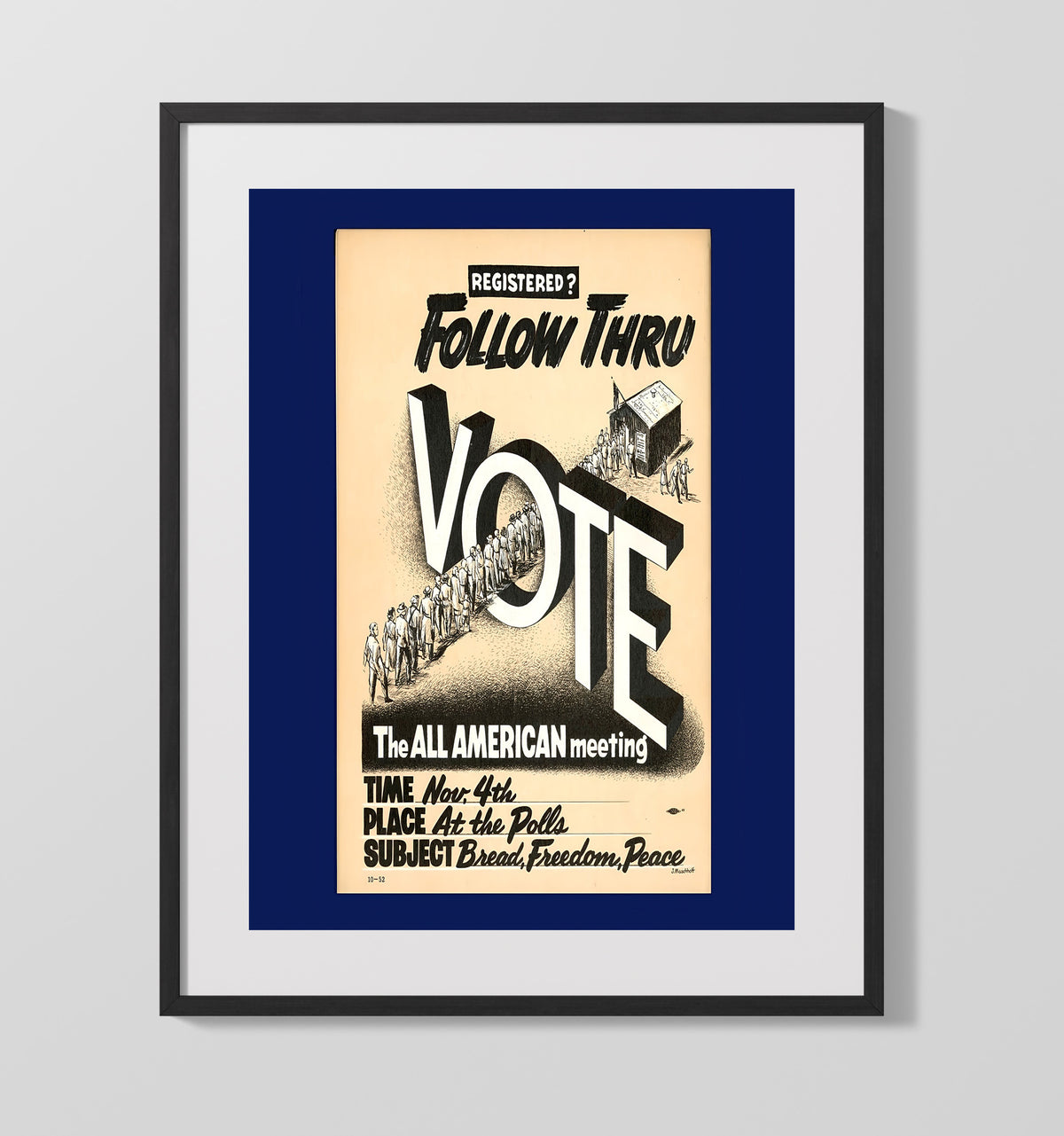Civic Poster - Follow Through Vote All American Meeting Illustration 16x20 Gallery Frame history wall art