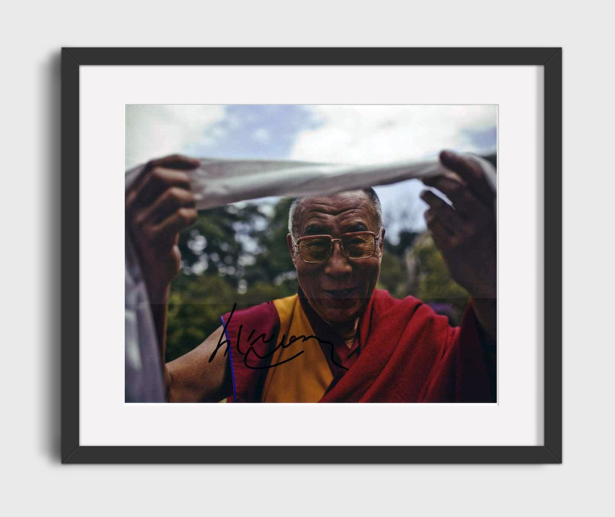 Dalai Lama - Holding Prayer Scarf 16x20 Gallery Frame history wall art