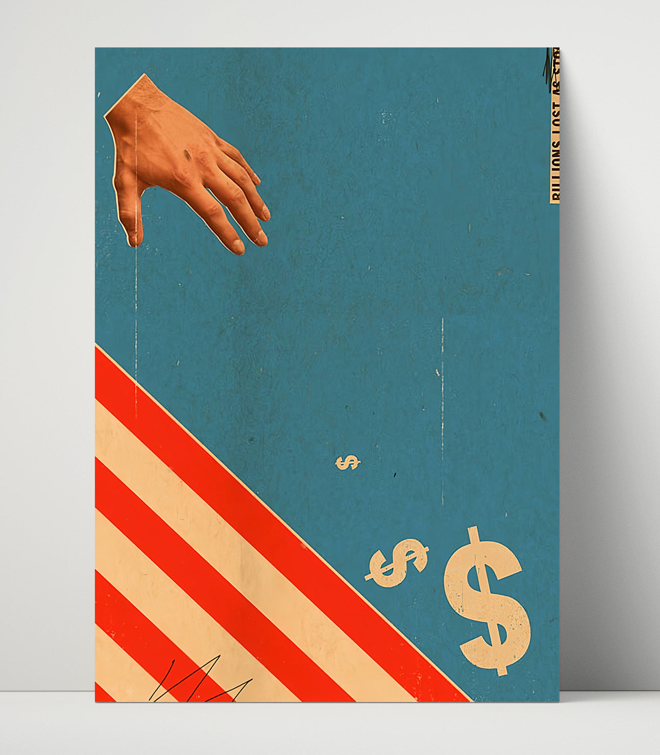 Historical - Economic Commentary Poster - Hand Reaching Dollar Symbol Minimalist Design History Wall Art