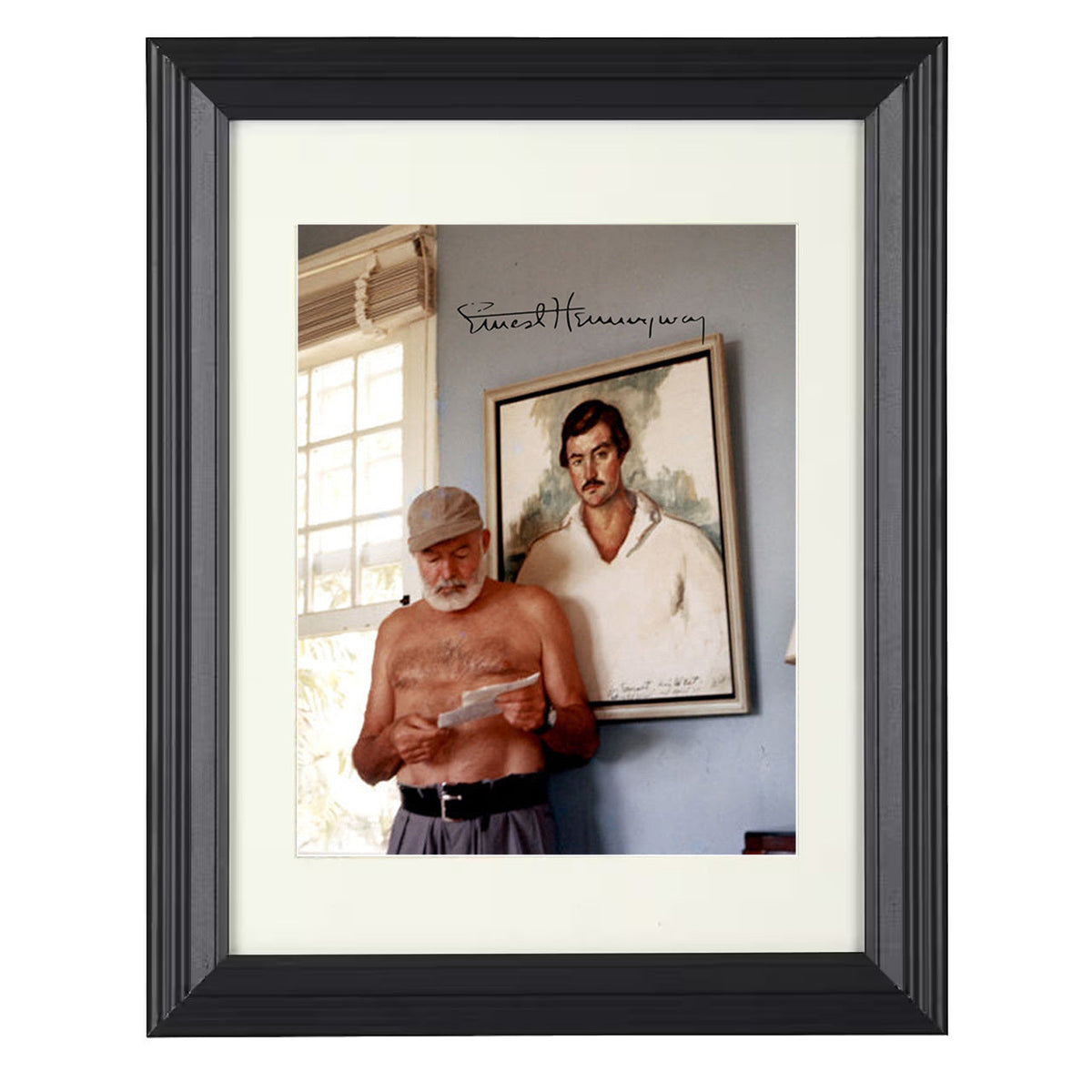 Ernest Hemingway – Reading Beside Self Historic Image 1950s unframed semi-gloss poster print