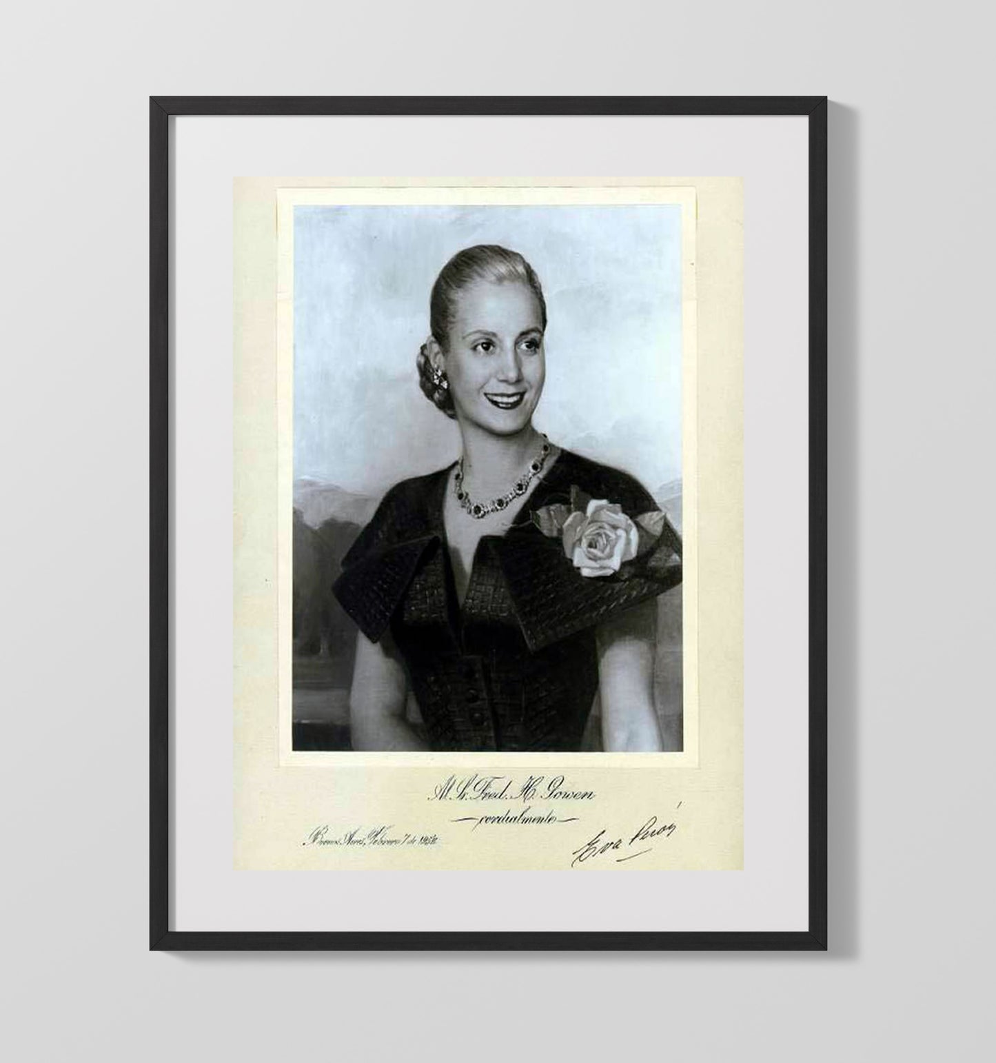 Eva Peron - Formal Argentina 1940s 16x20 Gallery Frame history wall art