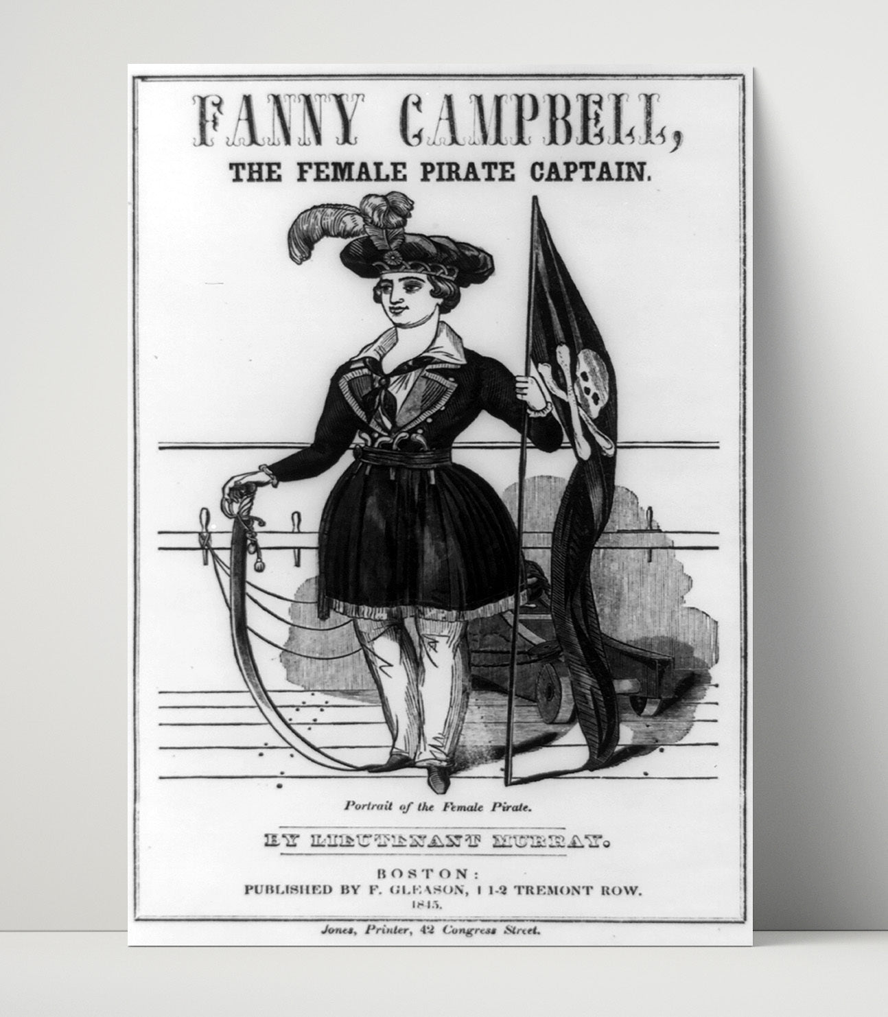 Historical - Fanny Campbell - Female Pirate Captain Illustration 1845 History Wall Art