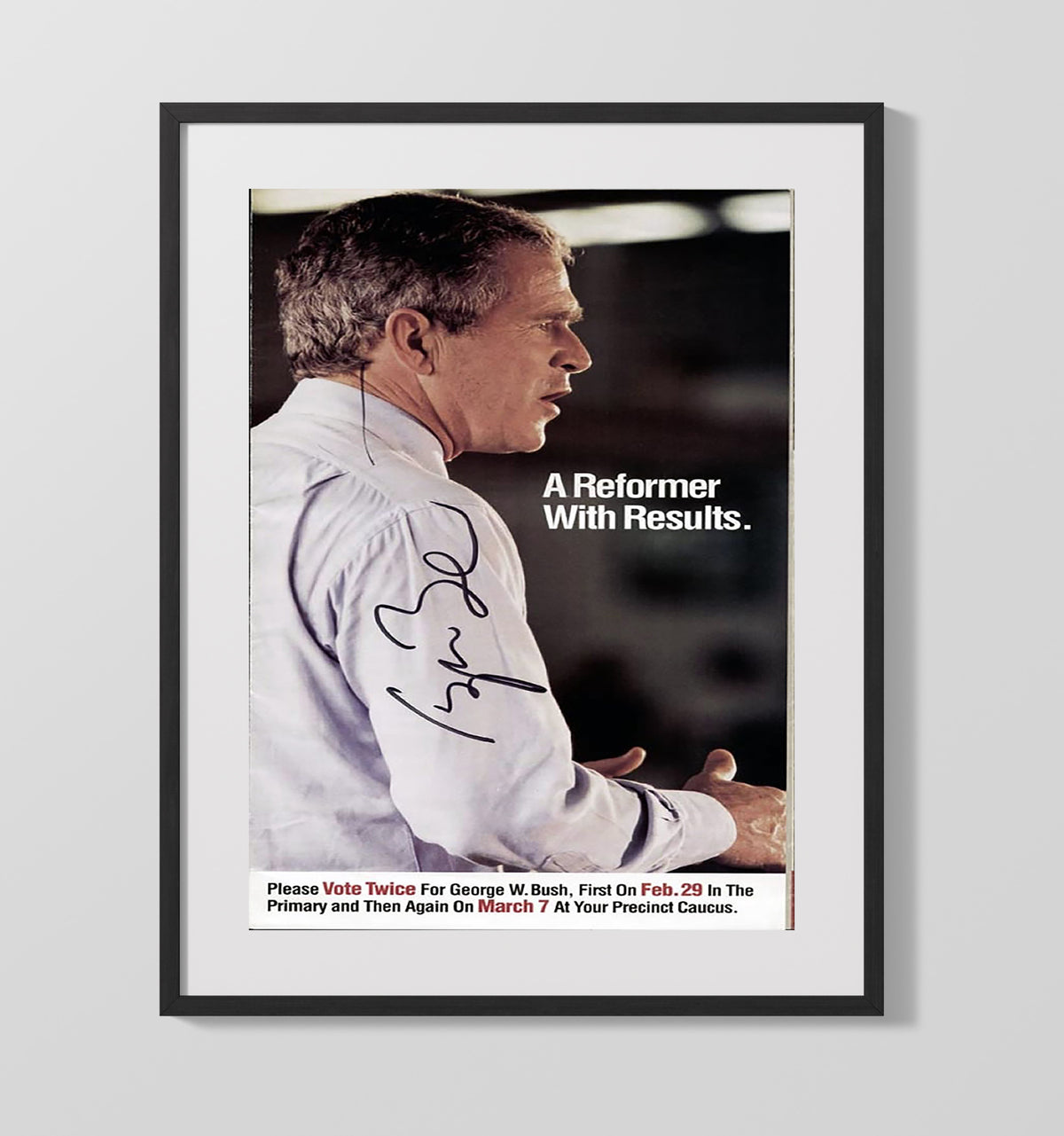 George W. Bush - Campaign Poster A Reformer with Results 2000 16x20 Gallery Frame history wall art
