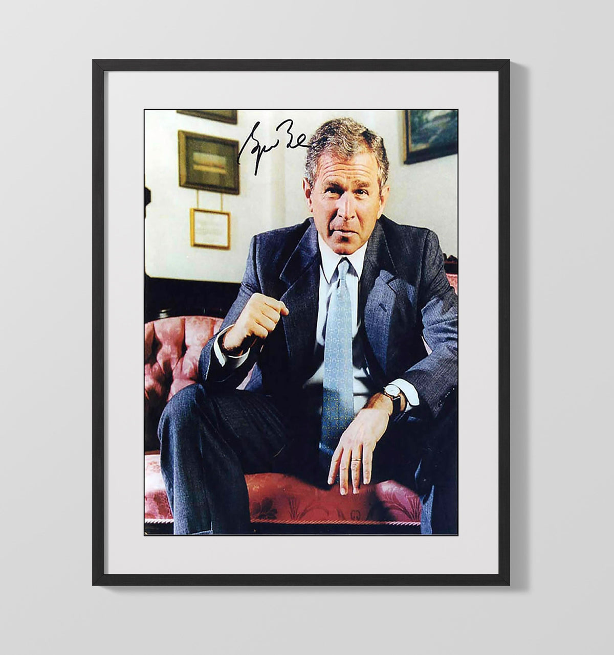 George W. Bush - Oval Office Seated 2000s 16x20 Gallery Frame history wall art