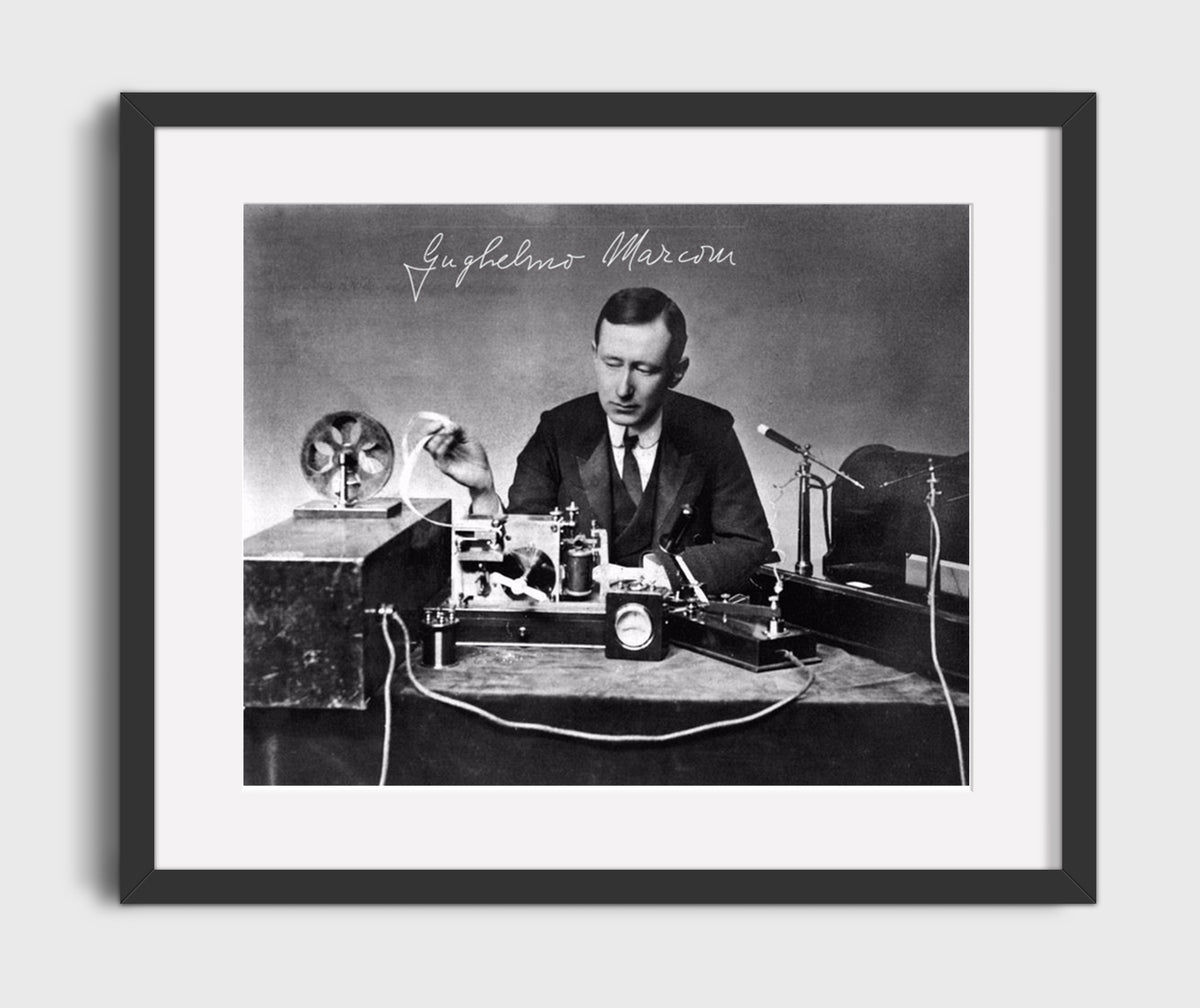 Guglielmo Marconi - Radio Transmission Experiment 1900s 16x20 Gallery Frame history wall art