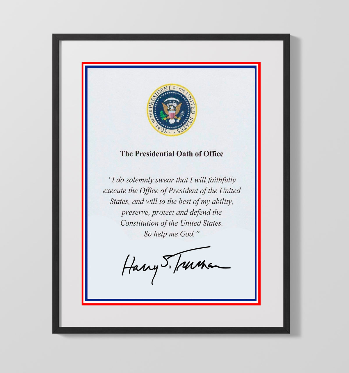 Harry S. Truman - Presidential Oath of Office Print 16x20 Gallery Frame history wall art