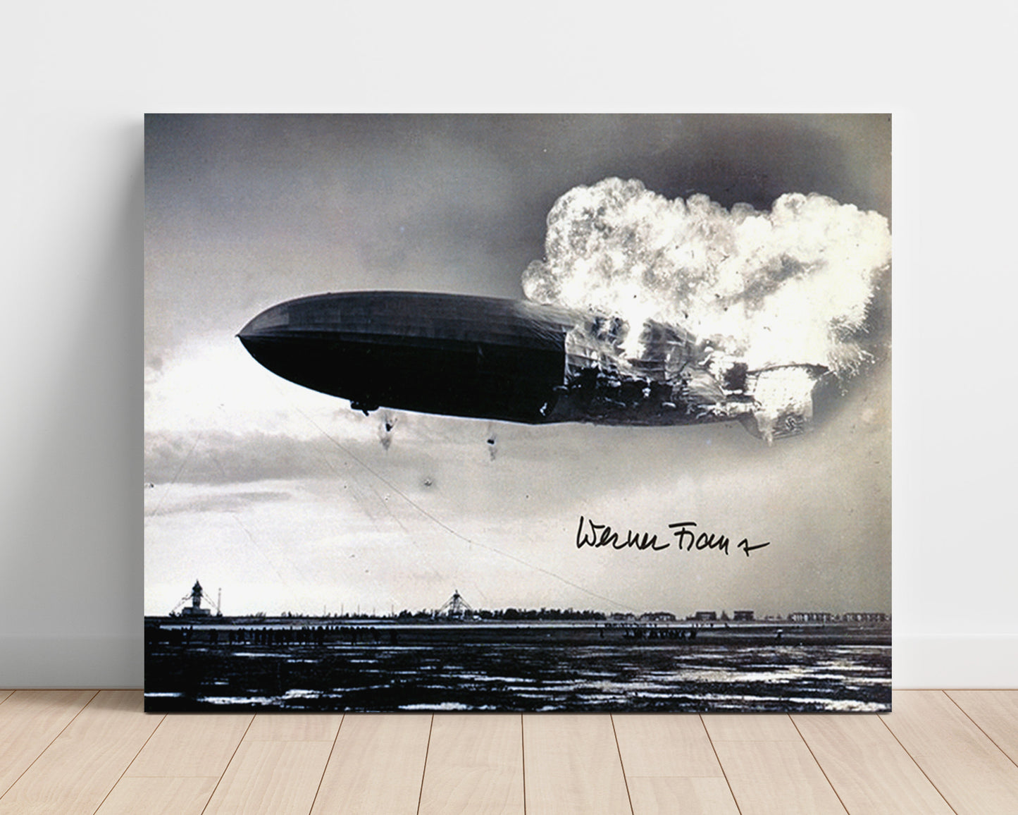 Historical - Hindenburg - Airship Disaster In Flames 1937 - Landscape History Wall Art