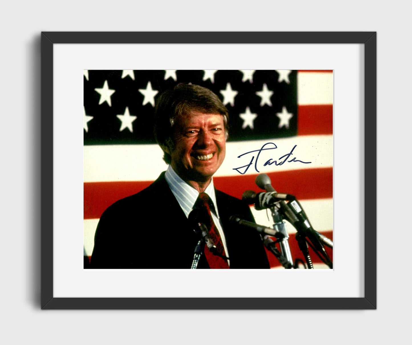 Jimmy Carter - Campaign with American Flag 1976 16x20 Gallery Frame history wall art