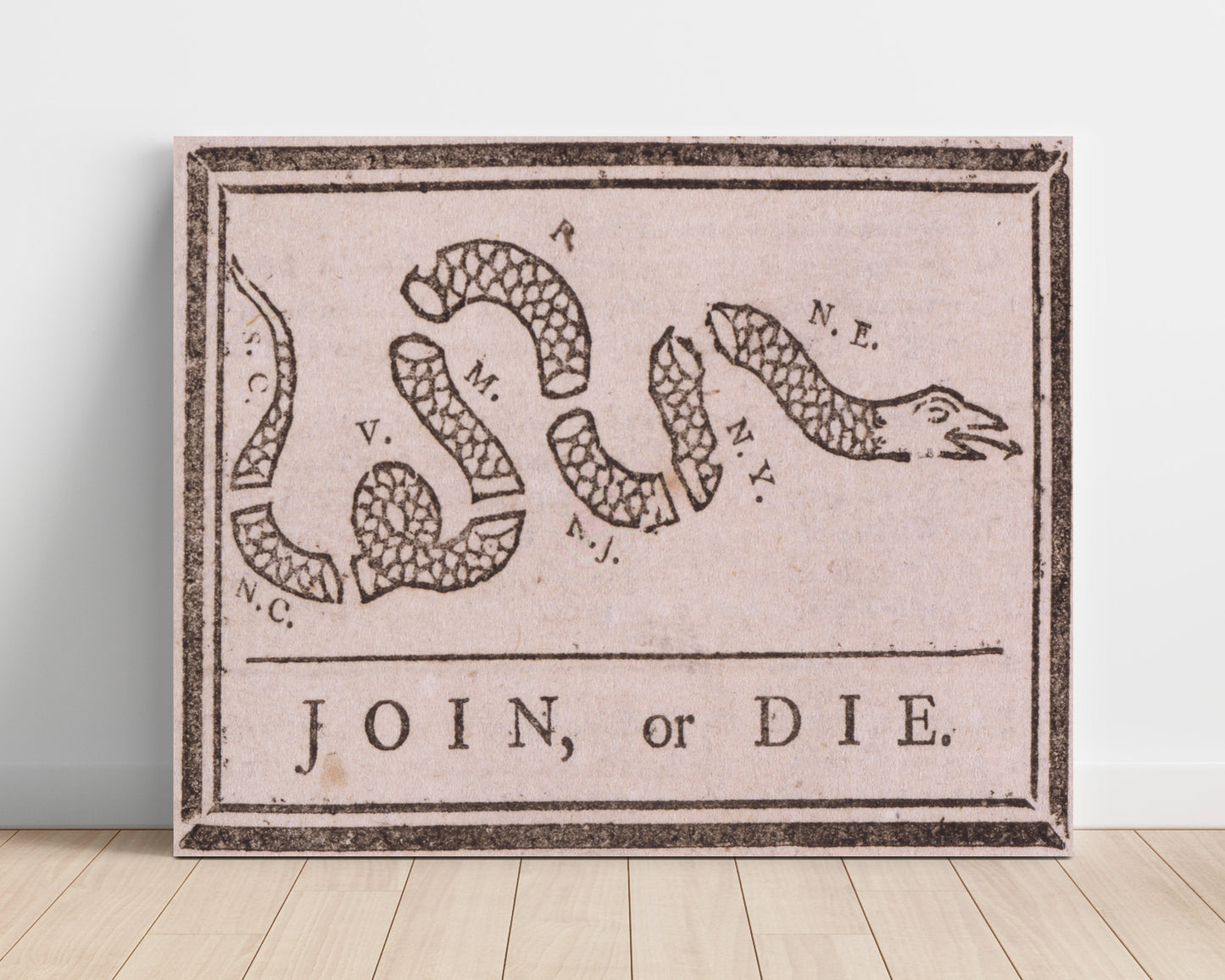 Historical - Join Or Die - Benjamin Franklin Unity Cartoon 1754 - Landscape History Wall Art