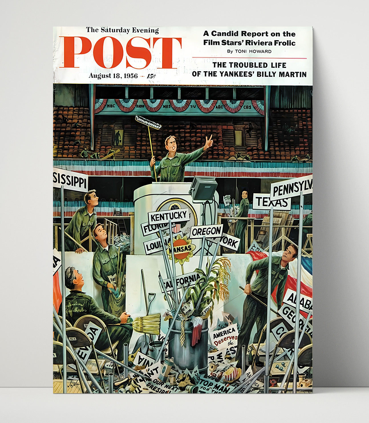 Historical - Magazine Cover - Saturday Evening Post Billy Martin Illustration History Wall Art