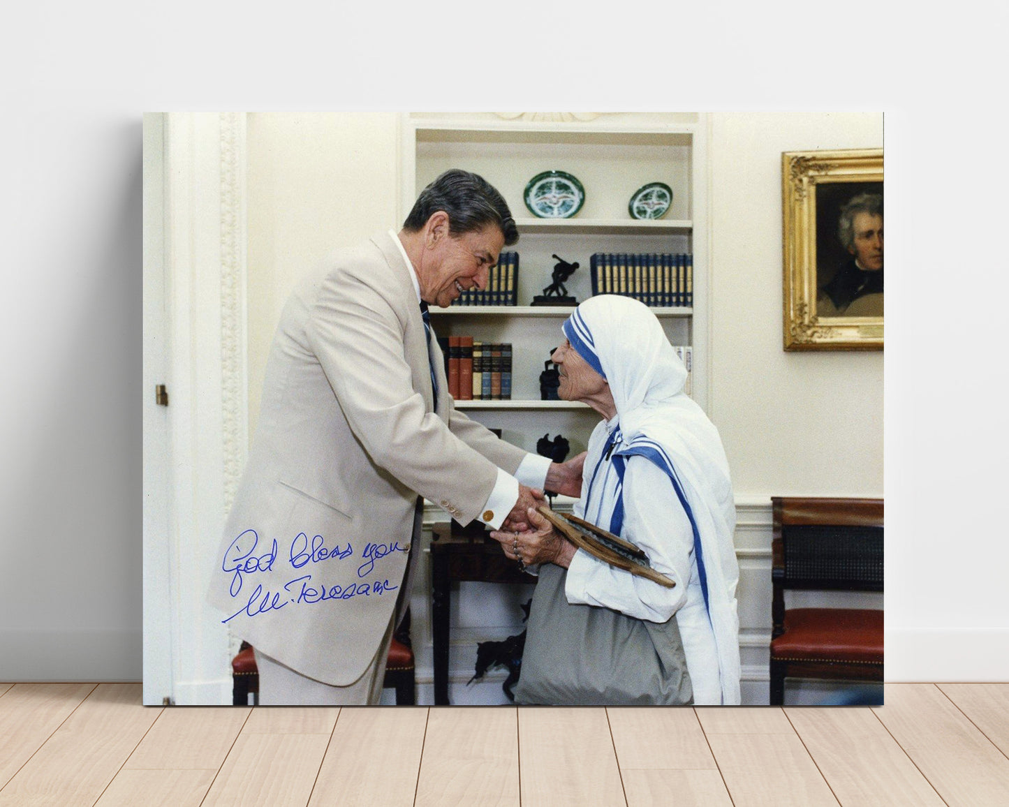 Historical - Mother Teresa And Ronald Reagan - White House Meeting 1985 - Landscape History Wall Art
