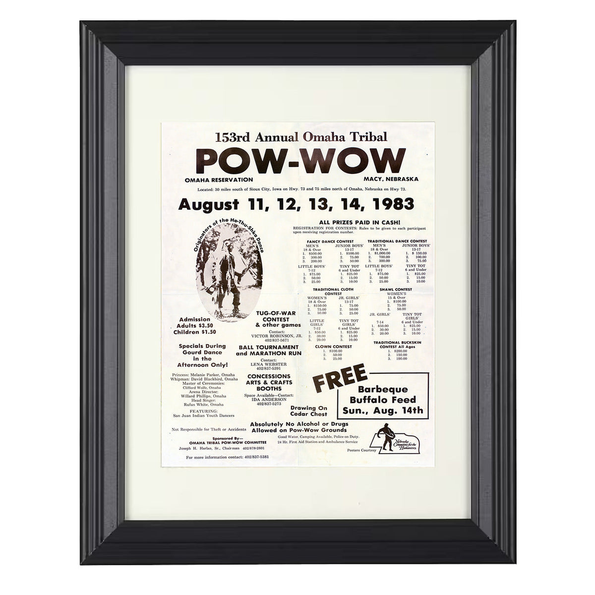 Omaha Tribe – 153rd Annual Pow-Wow Artwork 1983 unframed semi-gloss poster print