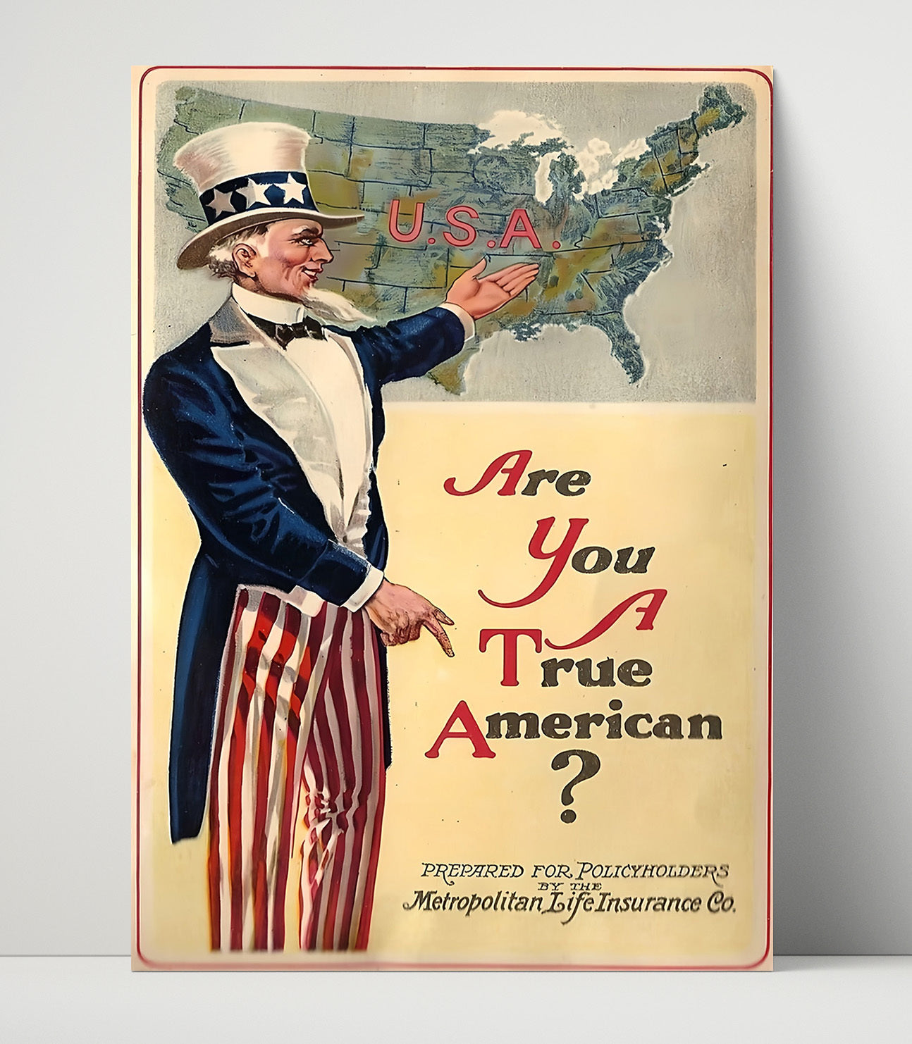 Historical - Patriotic Recruitment Poster - Uncle Sam Are You A True American History Wall Art